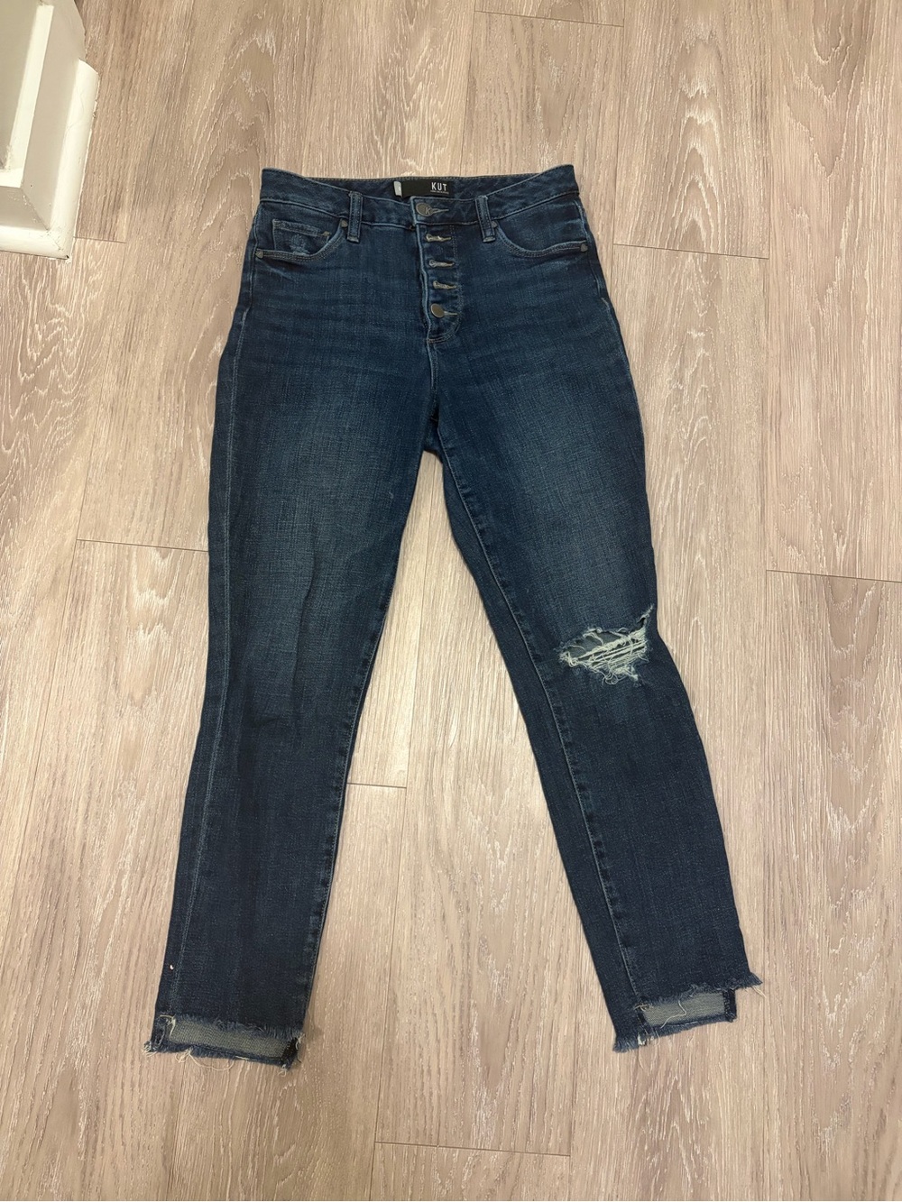 KUT From The Kloth High-Rise Dark Blue Distressed Women’s Jeans 00